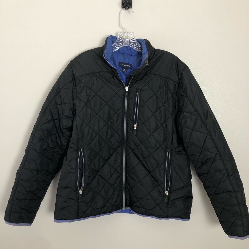 Lands End Primaloft Black Coat Quilted WARM! Med